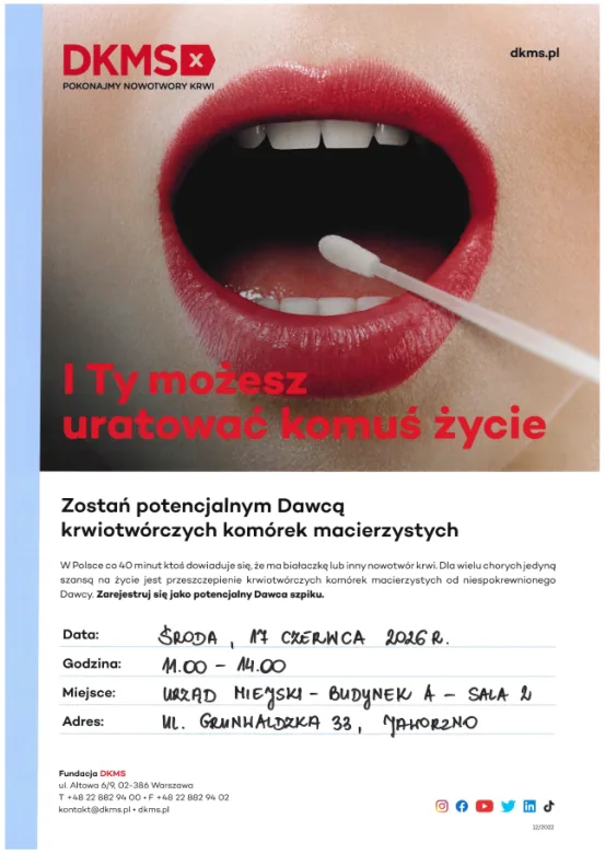 Rejestracja potencjalnych dawców szpiku w Jaworznie