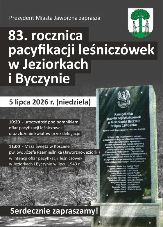 Obchody 83. rocznicy pacyfikacji leśniczówek w Jeziorkach i Byczynie
