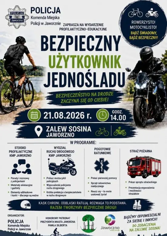 Wydarzenie edukacyjne o bezpieczeństwie na jednośladach w Jaworznie